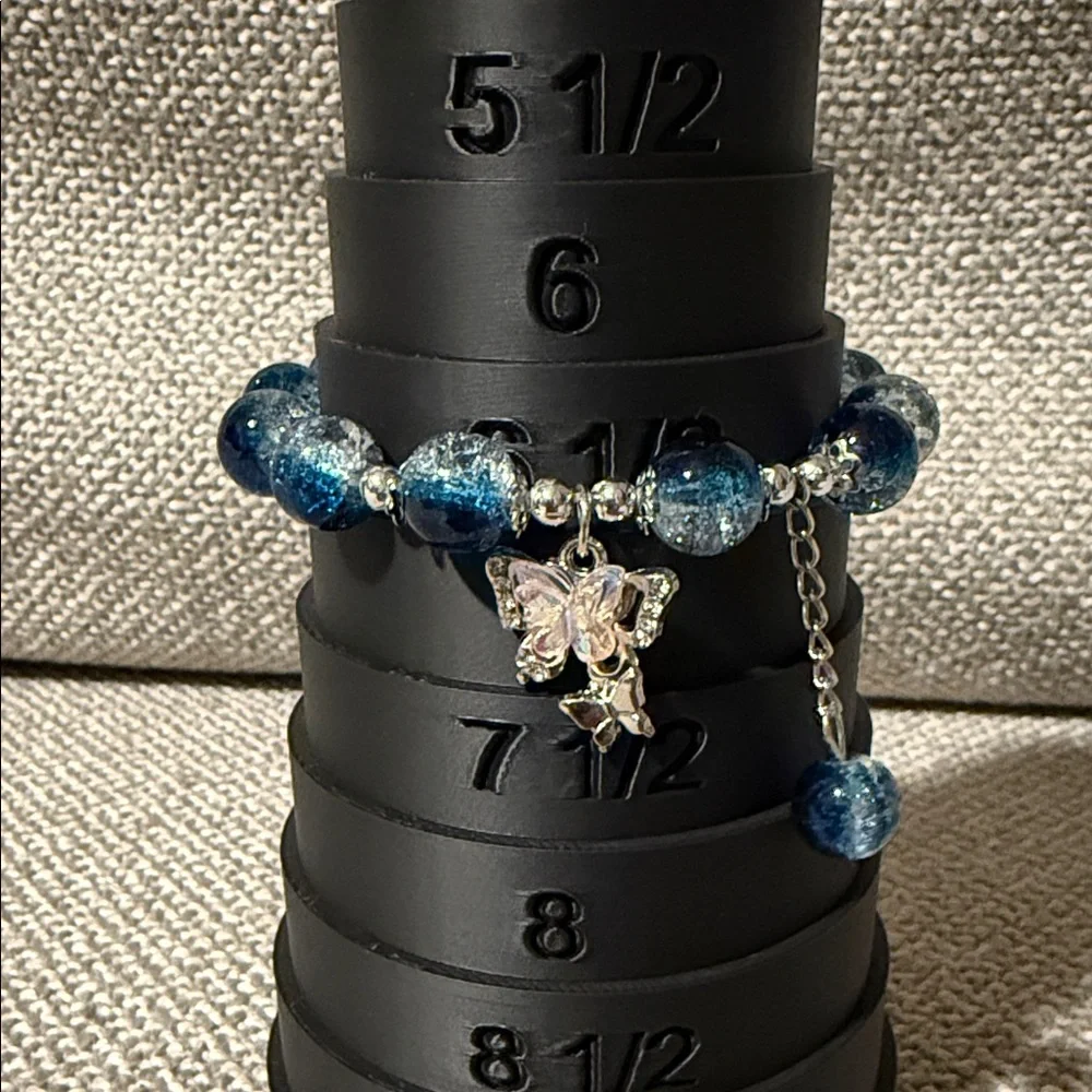 5/$25 Blue Beaded Bracelet with Butterfly Charm